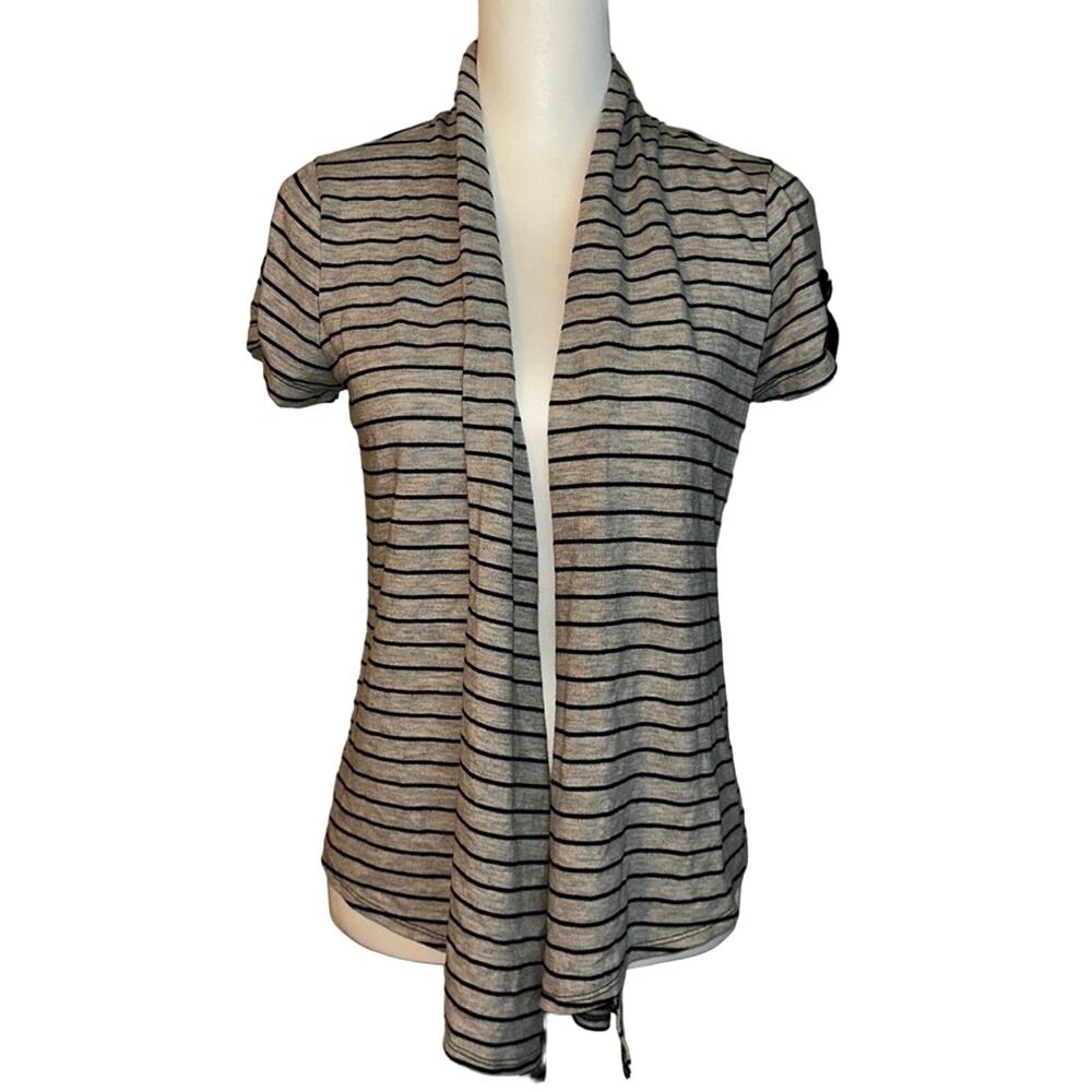 Belle Du Jour  Short Sleeve Cardigan Black and Gray Size Small